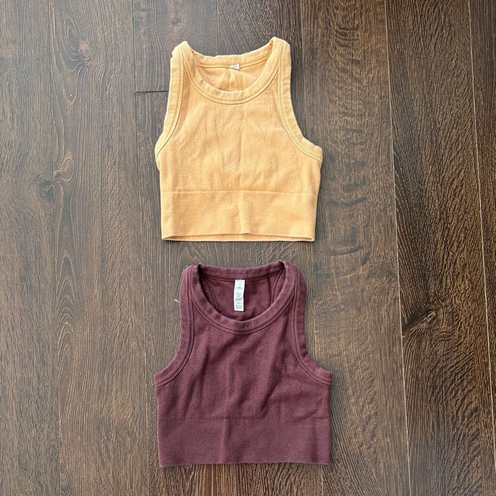 ALO Yoga Mustard and Burgundy Tank Tops - set of 2